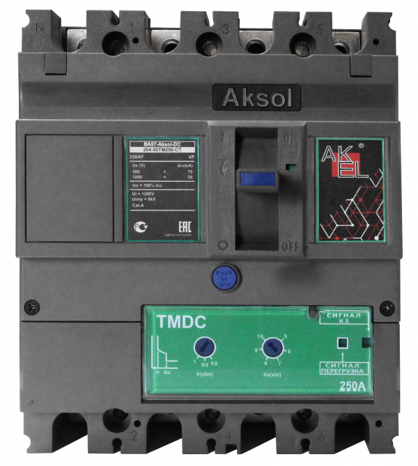 Выключатель автоматический в литом корпусе ВА57-DC-AKSOL-104-50НР125-CT 4P/125А/НР/50кА