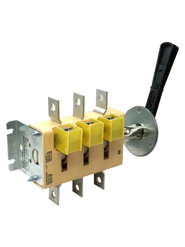 Рубильник ВР32-35В31250-32 УХЛ3 250А съёмная боковая смещённая рукоятка 3-х полюсный на одно направление с дугогасительными камерами IP32