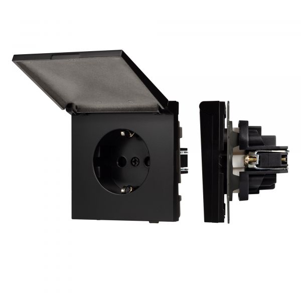 Механизм розетки влагозащищённый SCT-TENDO-MCP-PL-BK 230V, 16A, Чёрный, 1 пост