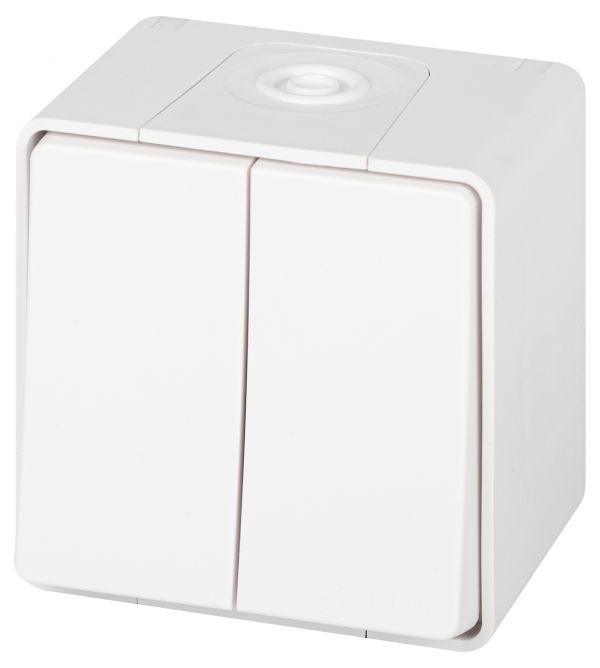 Переключатель Эксперт 11-1506-01 двойной IP55, 10АХ-250В, ОУ, белый