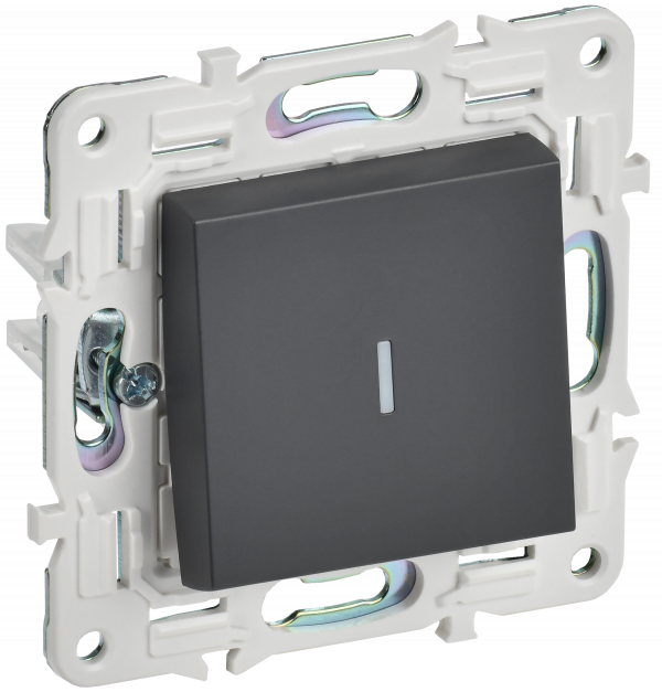 SKANDY Выключатель 1-клавишный проходной с индикацией 10А SK-V08T титан IEK