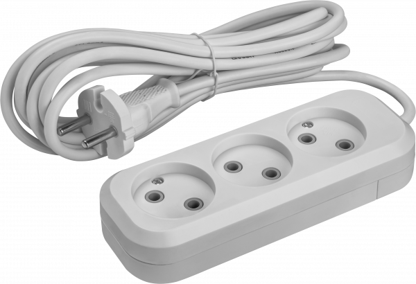 Удлинитель бытовой OPE-S-03-700-X-2x1 без заземления 3 розетки 7м ПВС 2х1 2200 Вт