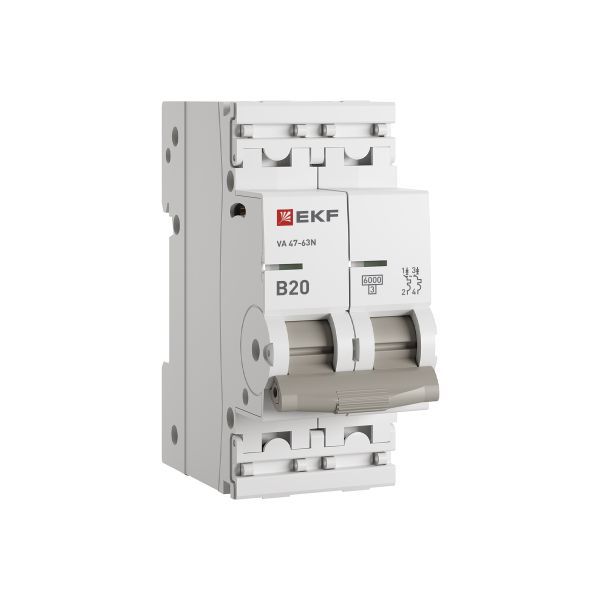 Выключатель автоматический двухполюсный 2P 20А (B) 6kA ВА 47-63N M636220B PROXIMA EKF