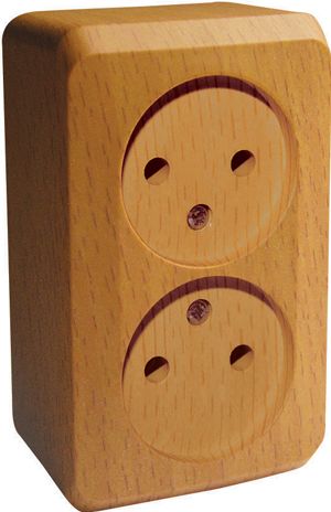 ЭТЮД Розетка двойная наружная без заземления без шторок Бук