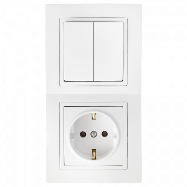 Беларусь Блок: выключатель двухклавишный + розетка Зк