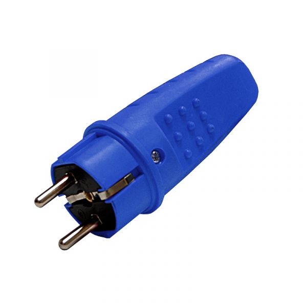 Вилка прямая c/з каучук 16А 250В IP44 синий цвет