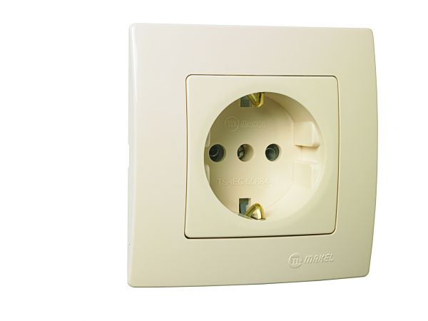 Lillium Natural Kare Розетка с/у с з/к  кремовая. 250В 16А