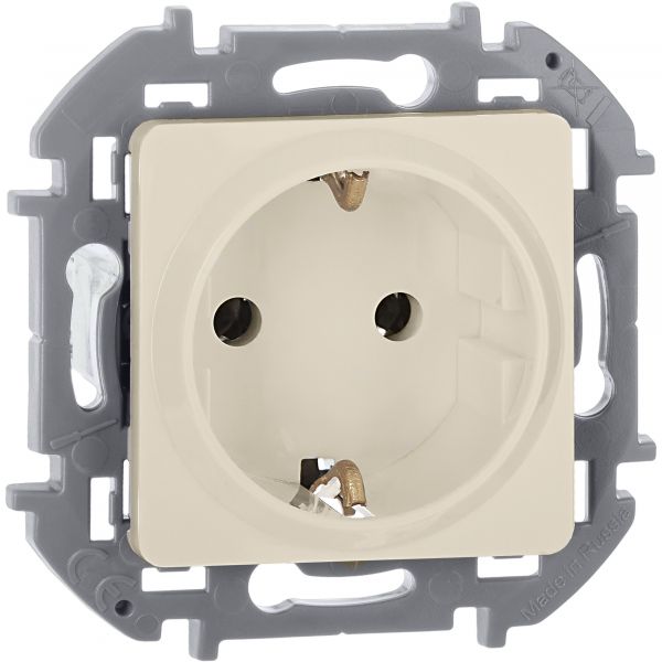 Розетка 1-местная с заземлением без защитных шторок 16А слоновая кость INSPIRIA