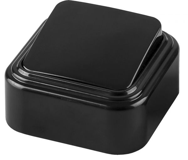 Выключатель наружный одноклавишный 250В, 6А, IP20, черный,