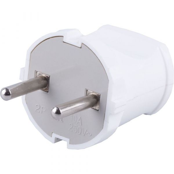 Вилка электрическая прямая б/з, белый