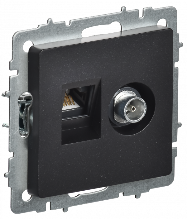 BRITE Розетка двойная TV+RJ45 кат.5E РТВ/РК12-БрЧ черный