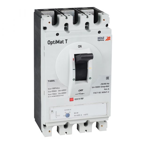 Выключатель автоматический защиты двигателя OptiMat T400L M-M 400 A 3P