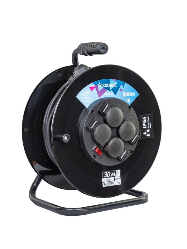 Удлинитель катушка 16А 4 гн КГ 3*2,5 30м IP54 с заземлением УХз16