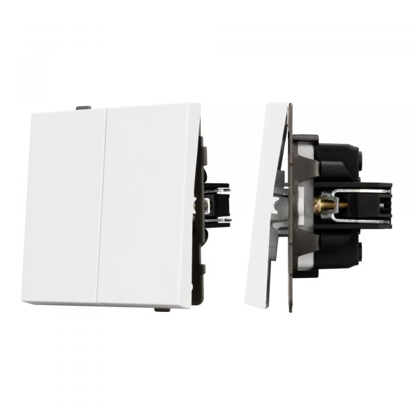 Механизм выключателя двухклавишный проходной SWT-TENDO-MKP2-PL-WH 230V, 10A, Белый, 1 пост