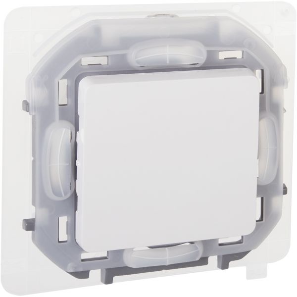 Выключатель 1-клавишный проходной 10АХ IP44 безвинтовое крепление белый INSPIRIA