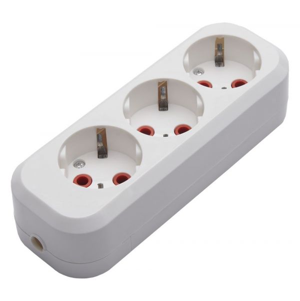 Розетка для удлинителя 3-местная с/з, белый