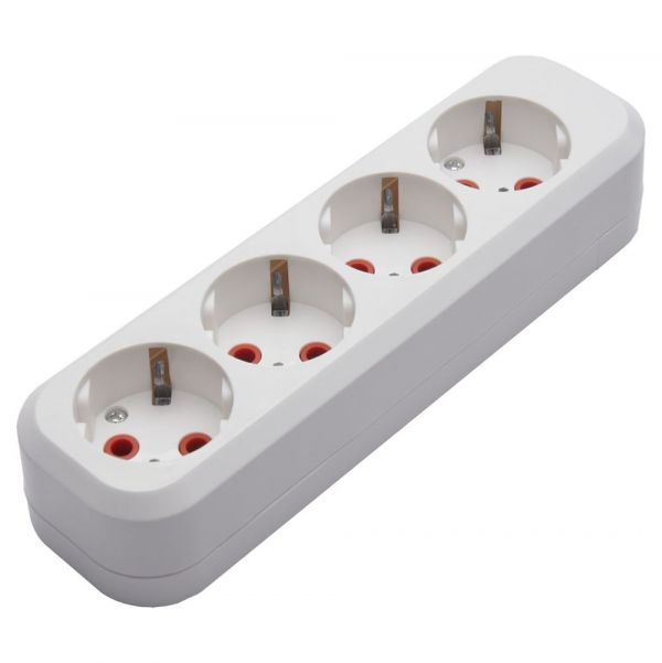 Розетка для удлинителя 4-местная с/з, белый