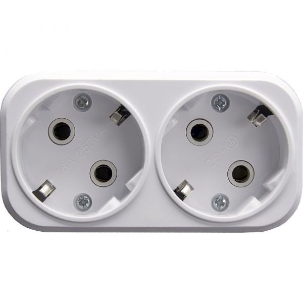 Разветвитель сетевой 2-местный с/з, белый