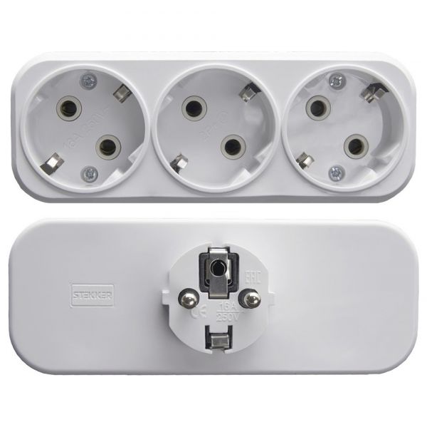 Разветвитель сетевой 3-местный с/з, белый