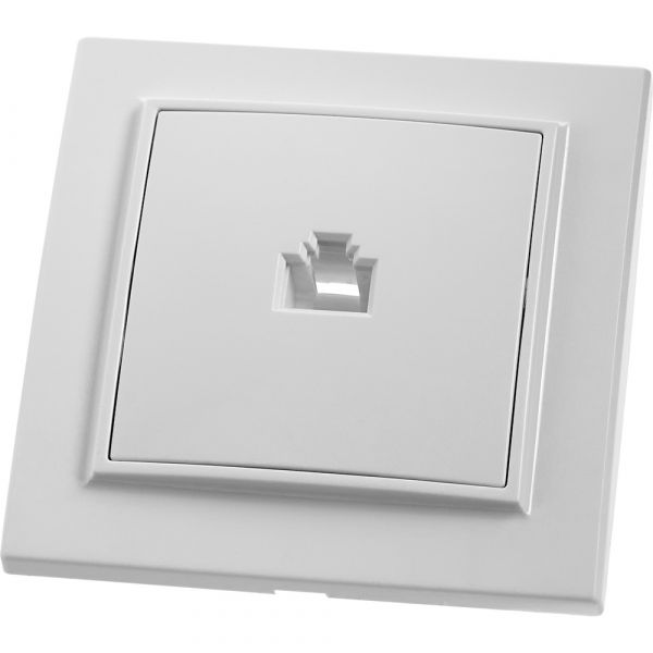 Розетка компьютерная 1-местная RJ-45, серия Эрна, белая,