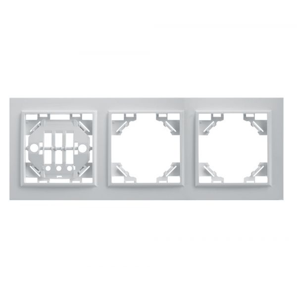 Рамка трехместная горизонтальная, Эрна, белый,