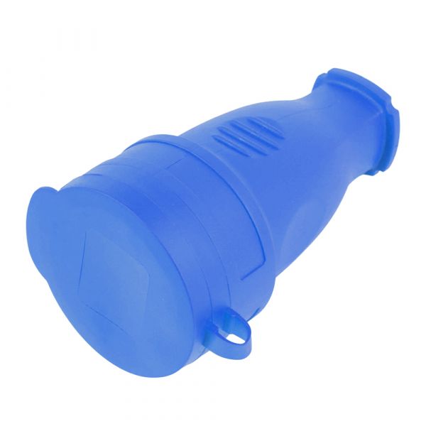 Розетка переносная 1-местная с/з, с крышкой, каучук, Одри, синий