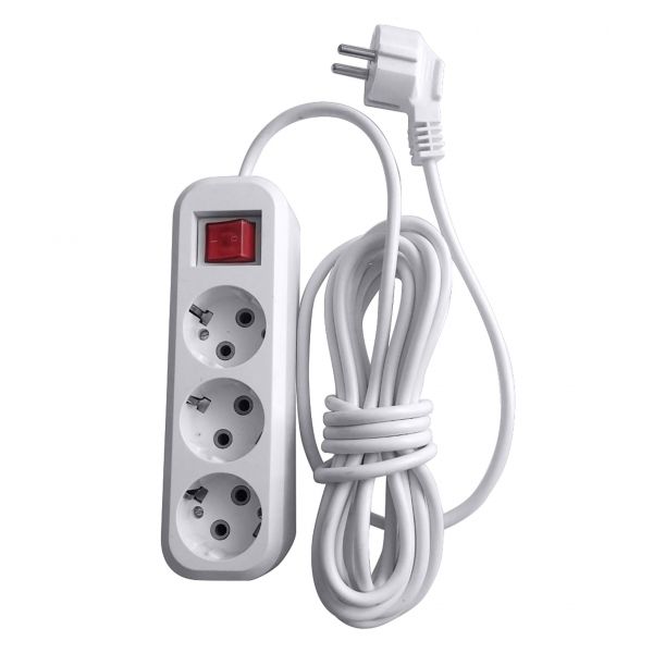 Удлинитель 3-местный с/з с выключателем 3x0.75 5м 250В 10А Home HM03-31-05 У10А-002 белый