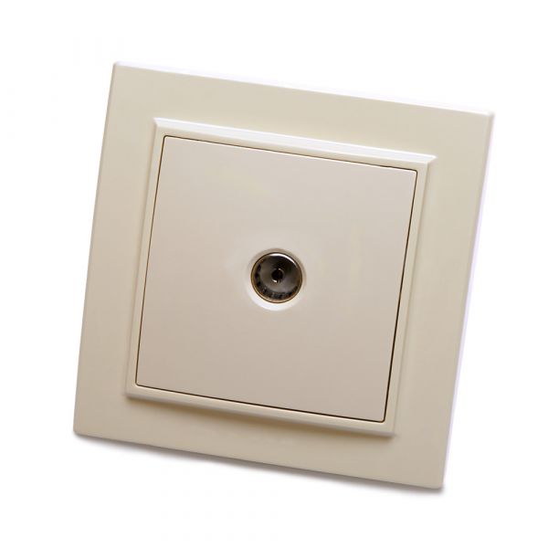 Розетка телевизионная, 75 Ом, 5-862МГц, Эрна, слоновая кость, Stekker