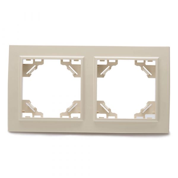 Рамка двухместная горизонтальная, Эрна, слоновая кость Stekker