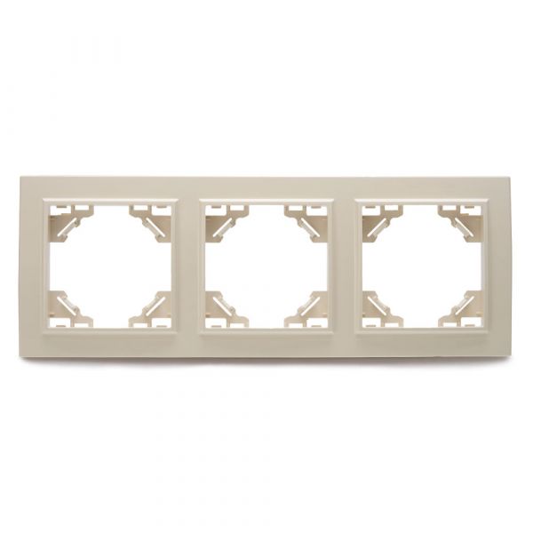 Рамка трехместная горизонтальная, Эрна, слоновая кость Stekker