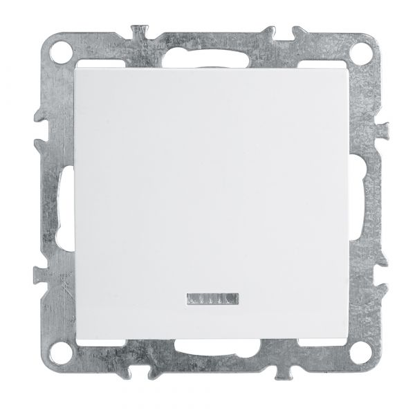 Выключатель 1-клавишный c индикатором (механизм), серия Эрна, , белый