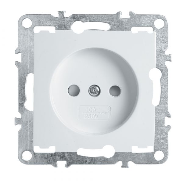 Розетка одноместная (механизм) б/з,с защитной шторкой,250В, 10А,  серия Эрна, белый Stekker