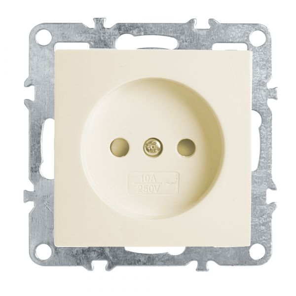 Розетка одноместная (механизм) б/з,с защитной шторкой,250В, 10А,  серия Эрна, слоновая кость Stekker