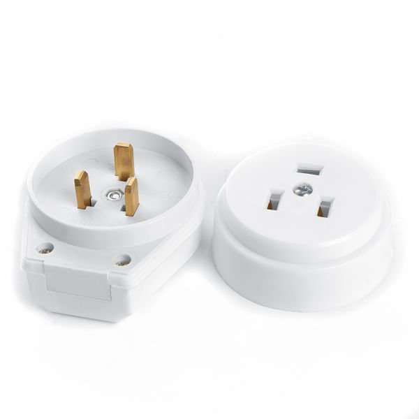 Вилка с розеткой разборные открытой установки для плит с/з 250 В 32 А белый