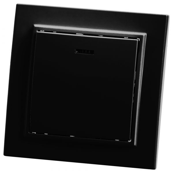 Выключатель одноклавишный c индикатором, 250В, 10А, серия Эрна, черный Stekker