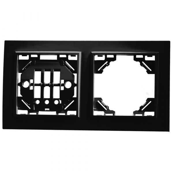 Рамка двухместная горизонтальная, Эрна, черный Stekker