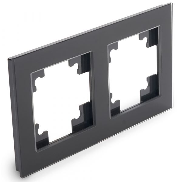 Рамка двухместная горизонтальная, Катрин, черный,