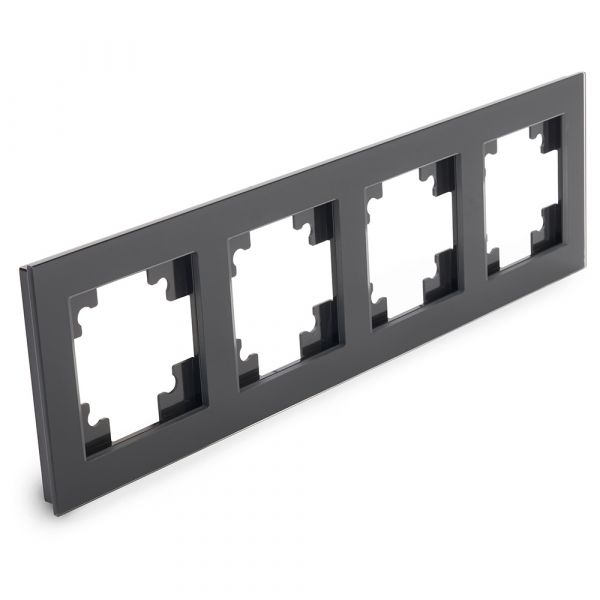 Рамка четырехместная горизонтальная, Катрин, черный,