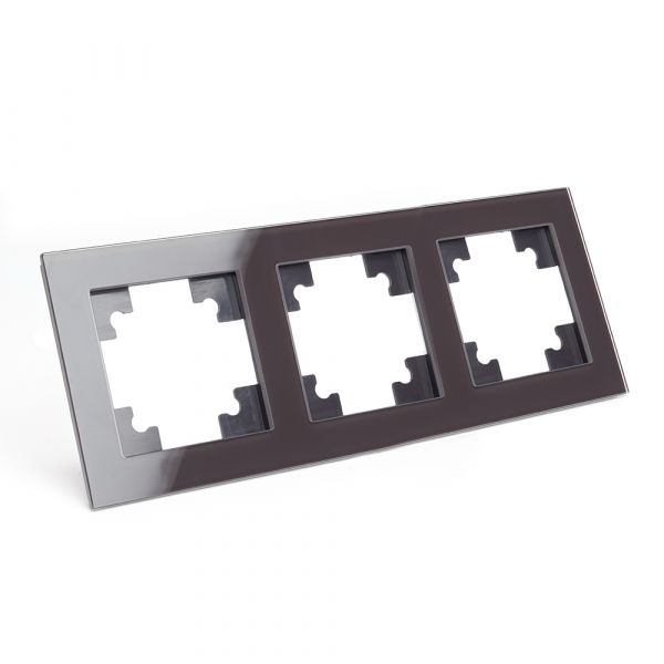 Рамка трехместная горизонтальная, Катрин, шоколад,