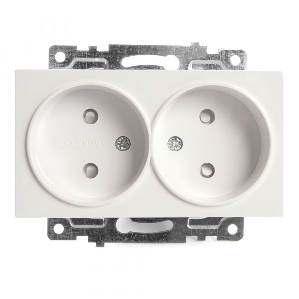 Розетка 2-местная б/з, Катрин, белый,