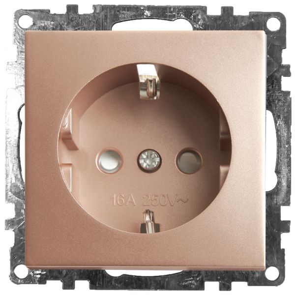 Розетка 1-местная с/з, шампань