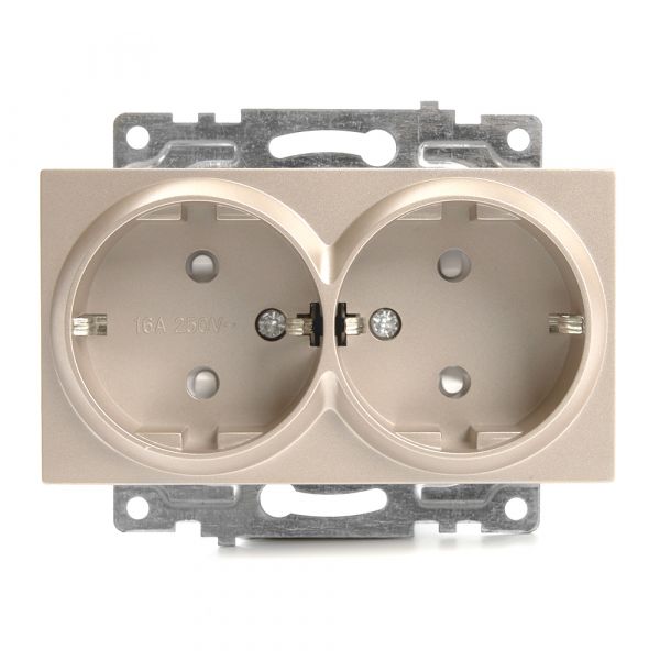 Розетка 2-местная с/з, Катрин, шампань,