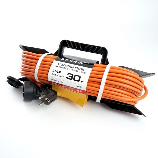 Удлинитель бытового назначения на рамке 1 гнездо 3*1.5 оранжевый 30м HM05-01-30 US1