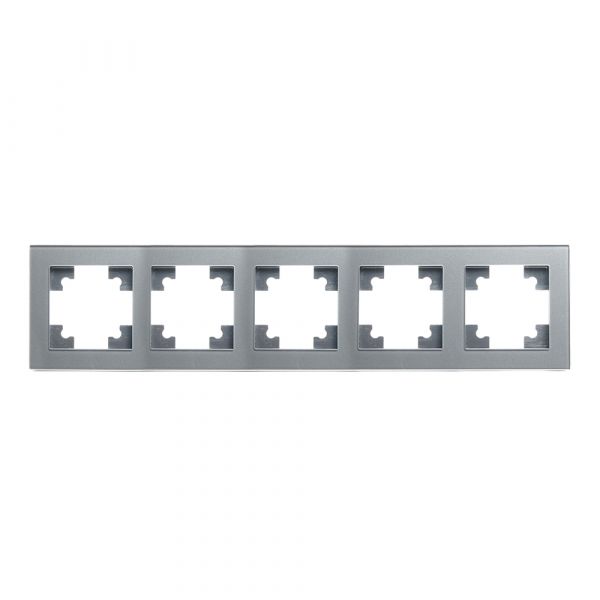 Рамка горизонтальная 5-местная, Катрин, серебро