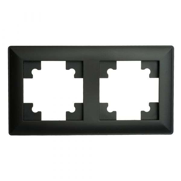 Рамка двухместная пластик серия Катрин черный STEKKER