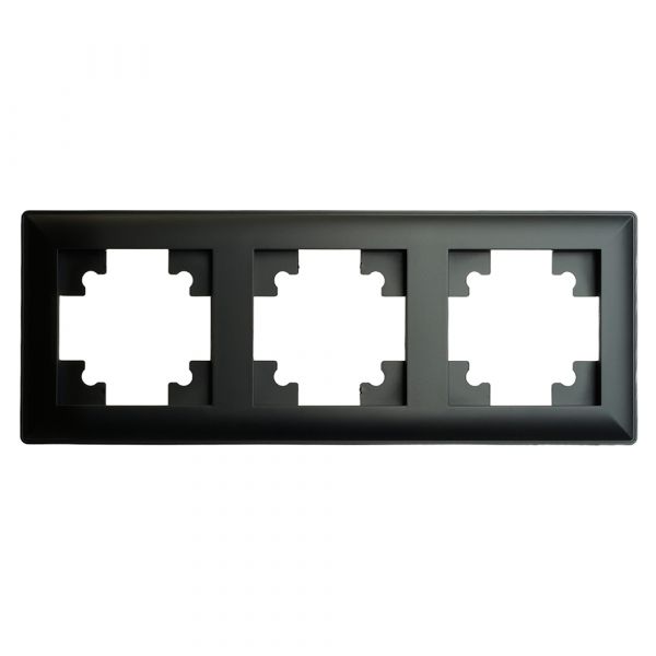 Рамка трехместная пластик серия Катрин черный STEKKER