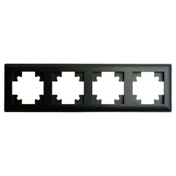 Рамка четырехместная пластик серия Катрин черный STEKKER