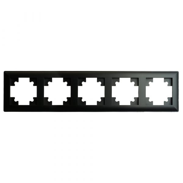 Рамка пятиместная пластик серия Катрин черный STEKKER