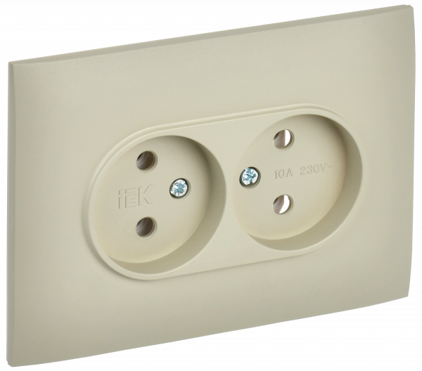 SKANDY Розетка 2-местная без заземления без защитных шторок 10А в сборе SK-R10B бежевый IEK