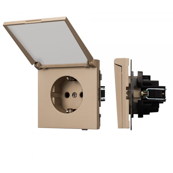Механизм розетки влагозащищённый SCT-TENDO-MCP-PL-GD 230V, 16A, Золото светлое, 1 пост